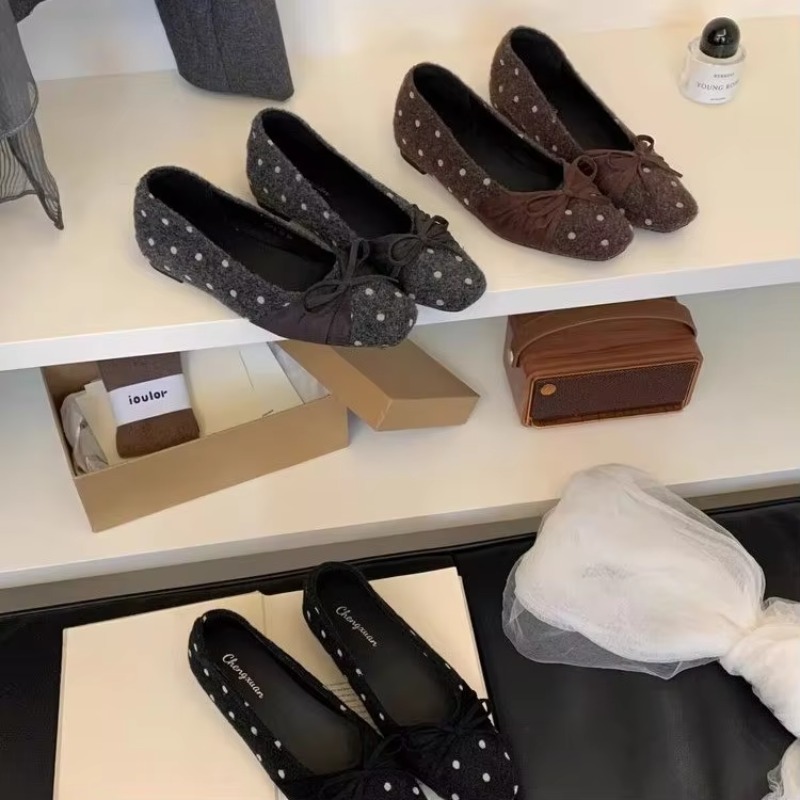 Women Polka Dot Woolen Ballet  - đánh giá và giá Heels