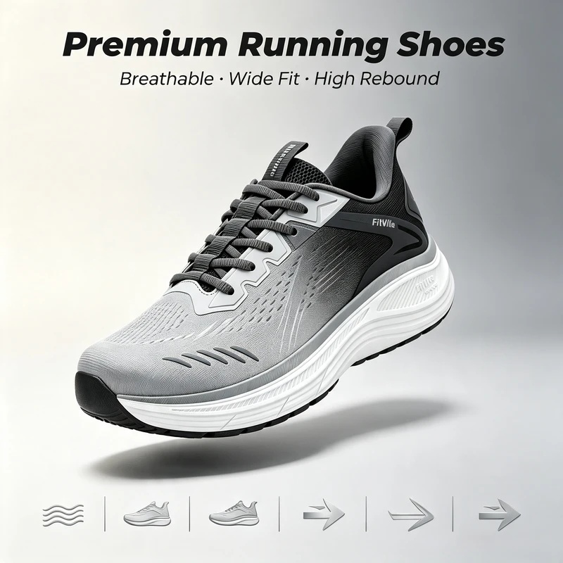 Fitville Men's Sports Sneakers - đánh giá và giá Wide Toe Box Running Sneakers