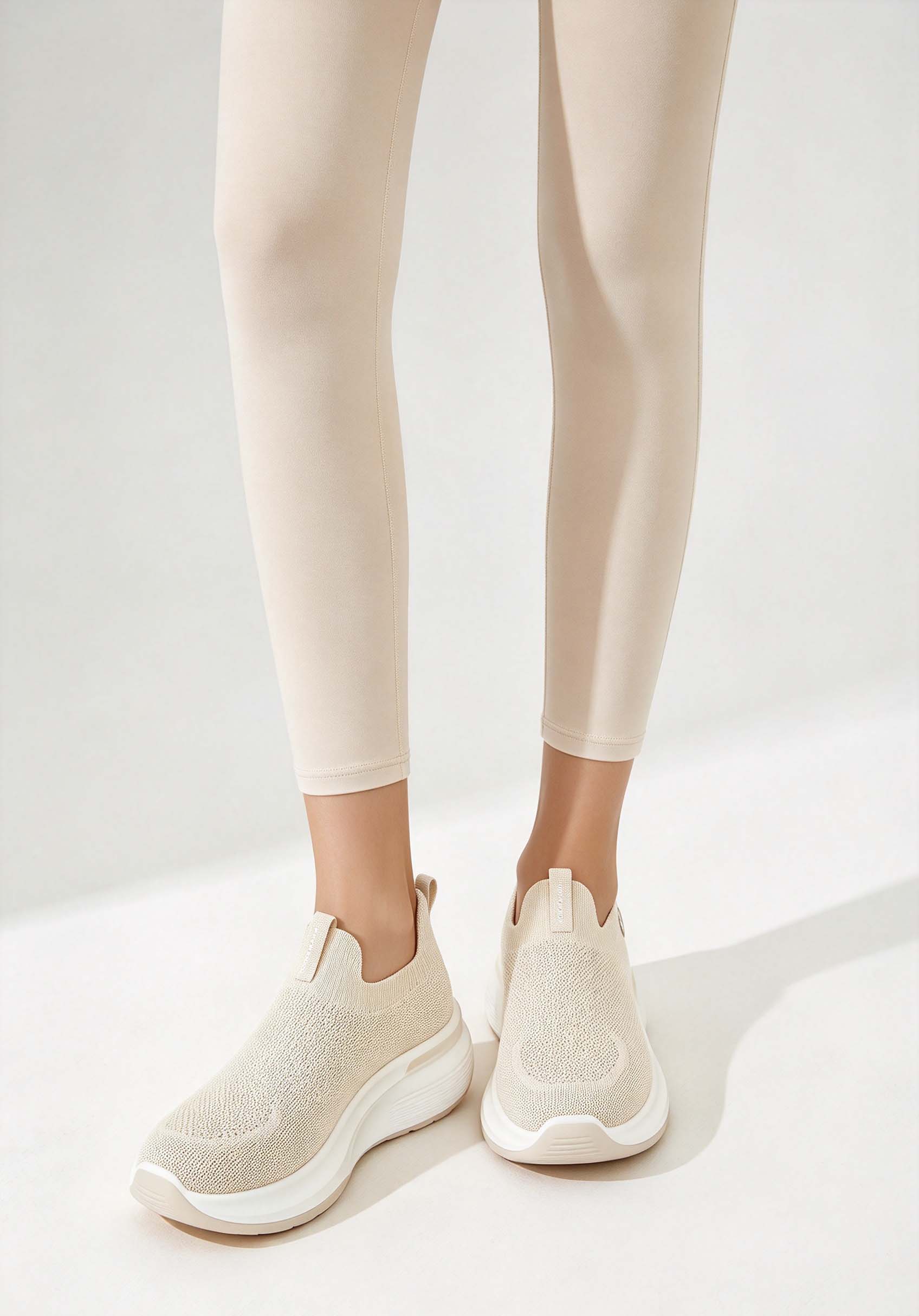 Women's Knit Platform Walking  - đánh giá và giá Knit Fabric Lace Up Sneakers