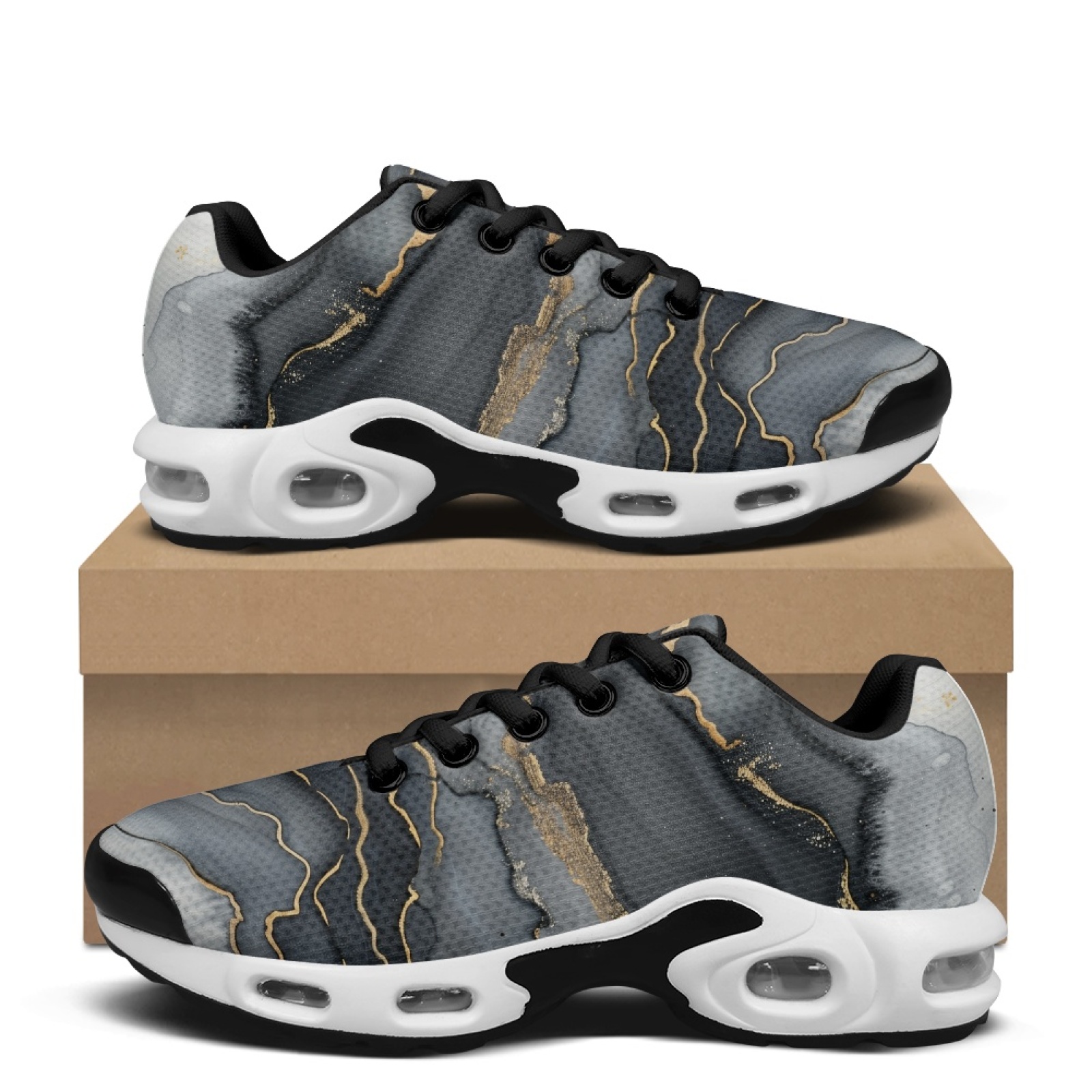 PENSTROLL Black Gold Marble Ai - đánh giá và giá Air Cushion Jogger Shoes Men
