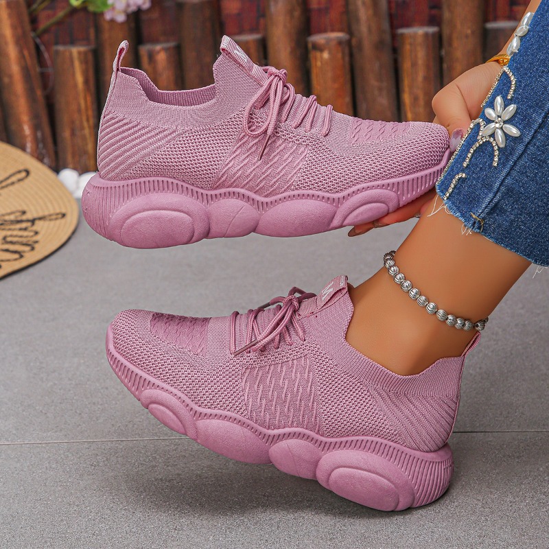 Women's Sneakers New Trendy So - đánh giá và giá Knit Fabric Lace Up Sneakers