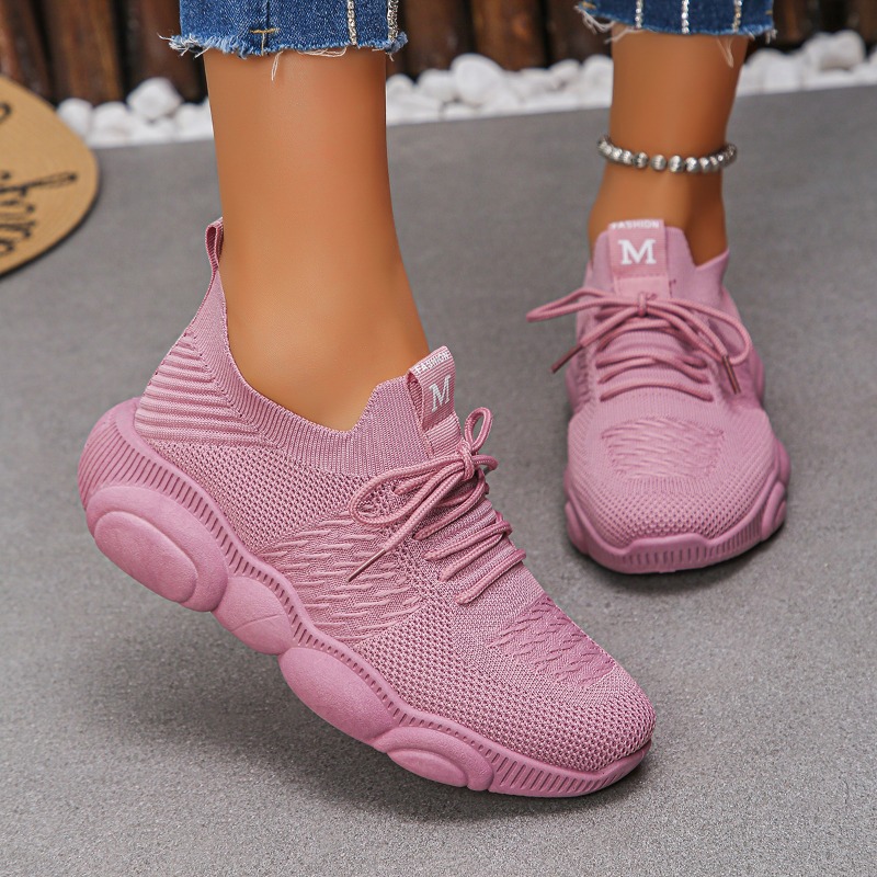 Women's Sneakers New Trendy So - đánh giá và giá Knit Fabric Lace Up Sneakers