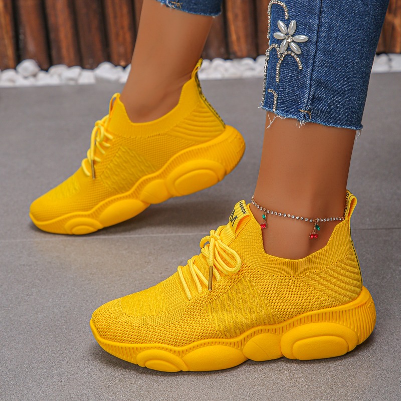 Women's Sneakers New Trendy So - đánh giá và giá Knit Fabric Lace Up Sneakers