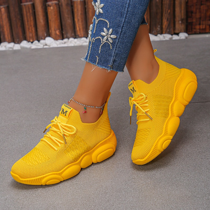Women's Sneakers New Trendy So - đánh giá và giá Knit Fabric Lace Up Sneakers
